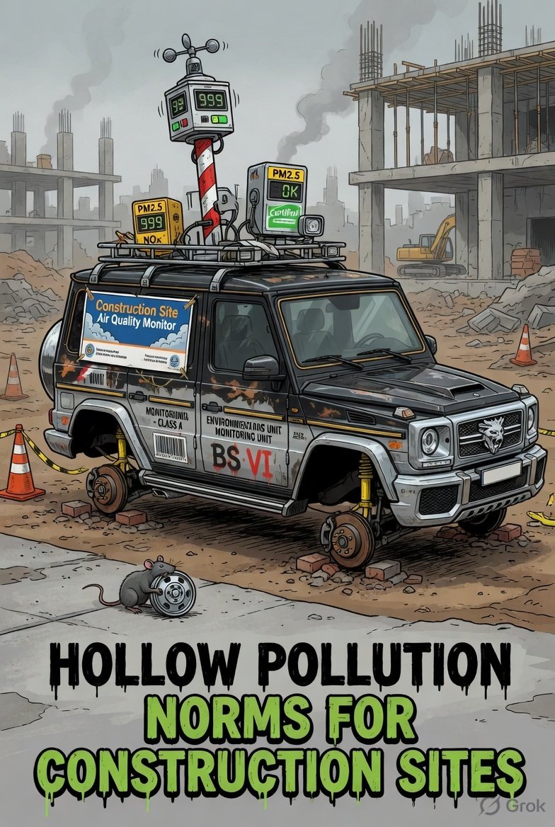 navipeth's tweet photo. The #PMC's construction monitoring rules are deeply flawed:
A) #CAAQMS mandated only for sites >5000 sqm — smaller polluters get a free pass
B) Ignores mandatory upwind-downwind monitoring guidelines, so builders can game placement
C) SO₂, NO₂ and other respiratory toxins go completely unmonitored
D) No vertical profiling — demolition on the 7th floor, sensor on the ground? Useless for ground-level concentration (GLC)
E) Builder lobby can place CAAQMS in the downwind (before the pollution source), hiding true emissions
F) No public dashboard — citizens can't even see the readings that are collected
The #PMC #builder nexus is already fooling Pune-Mumbai