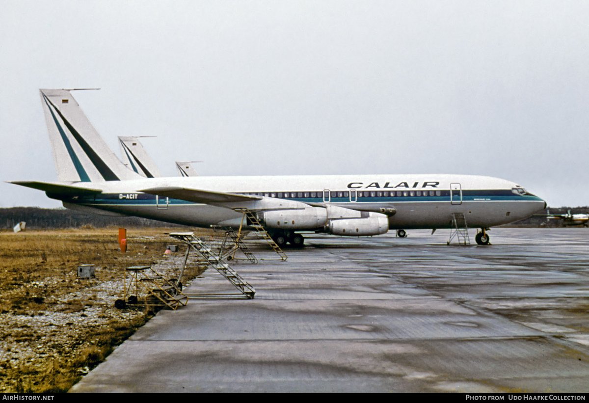 n194at's tweet photo. Calair 
Boeing 720-025 D-ACIT
BSL/LFSB Basel Mulhouse Airport
March 1972
Photo credit Udo Haafke Collection
#AvGeek #Airline #Aviation #AvGeeks #Boeing #B720 #Calair #BSL #Basel 🇩🇪 https://t.co/elzRxu74op