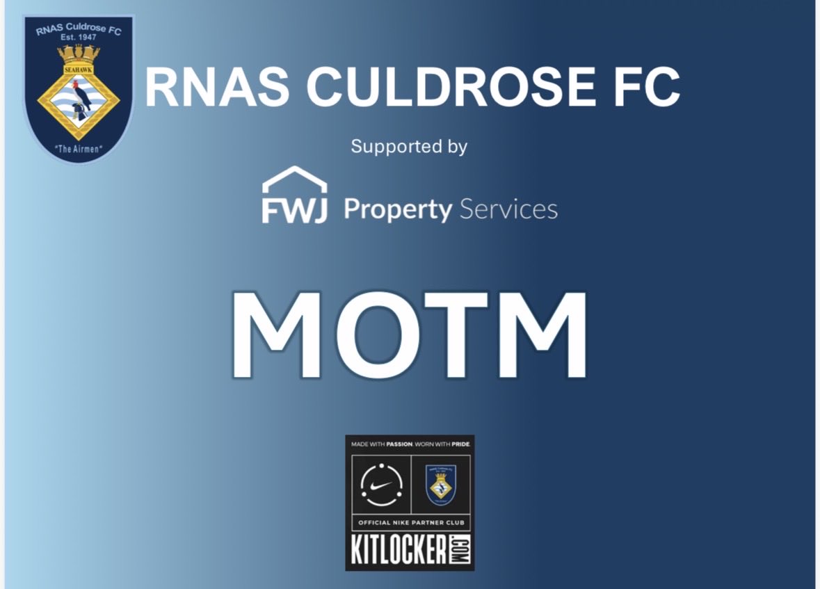 rnasculdrosefc's tweet photo. Our #Airmen MOTM was Callum McPartlin, a superb performance. 👏🏻👏🏻👏🏻 https://t.co/MfmjkL3LGT
