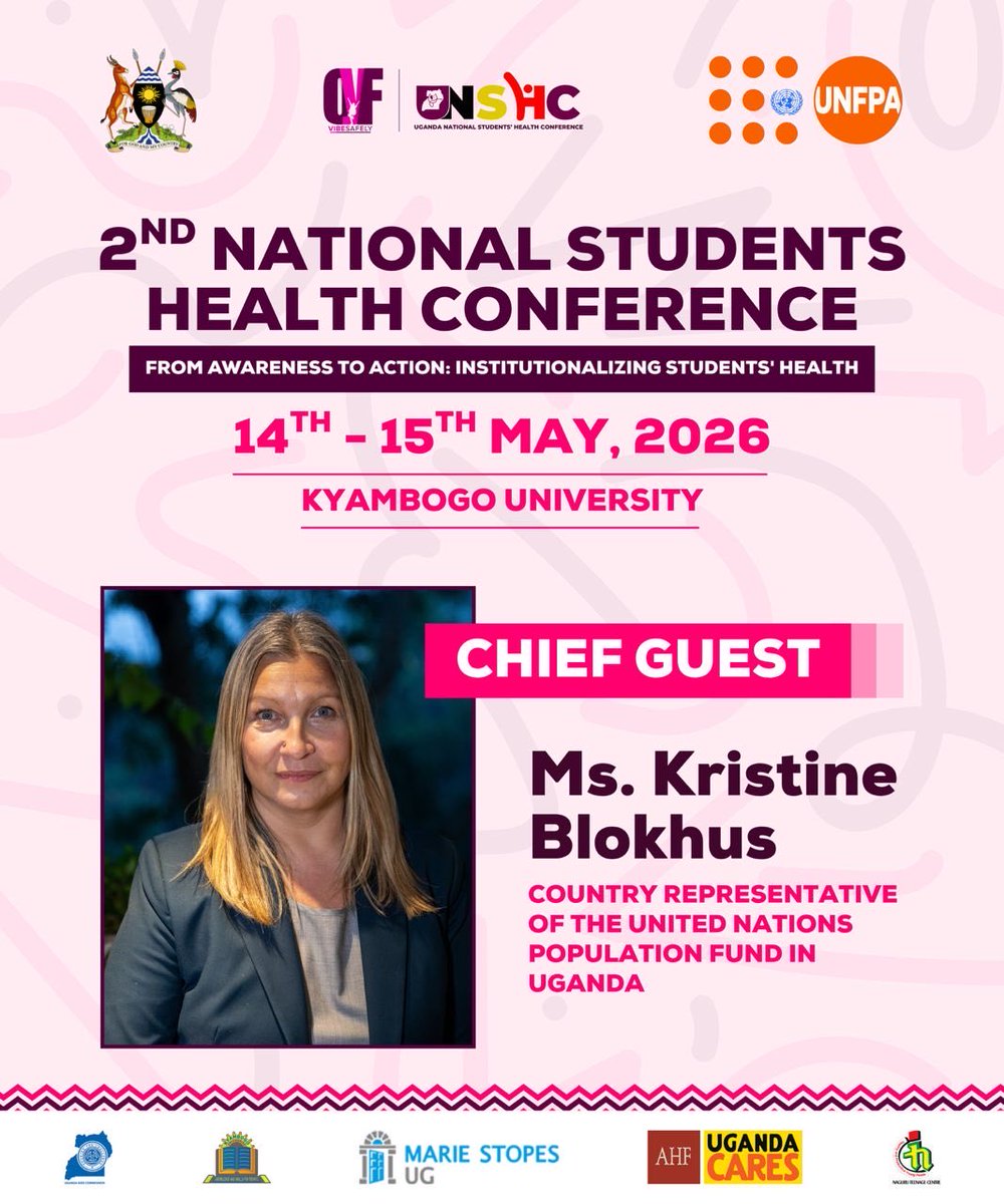 OwnYourFutureUG's tweet photo. 🩺✨ The Chief Guest @kristineblokhus (@UNFPAUganda ) also highlighted a silent reality on many campuses; students avoiding health services because of stigma and fears around confidentiality.

A healthy campus must also be a safe and trusted space for every student 🌍💙

#UNSHC26 https://t.co/1IyQWyjOhb