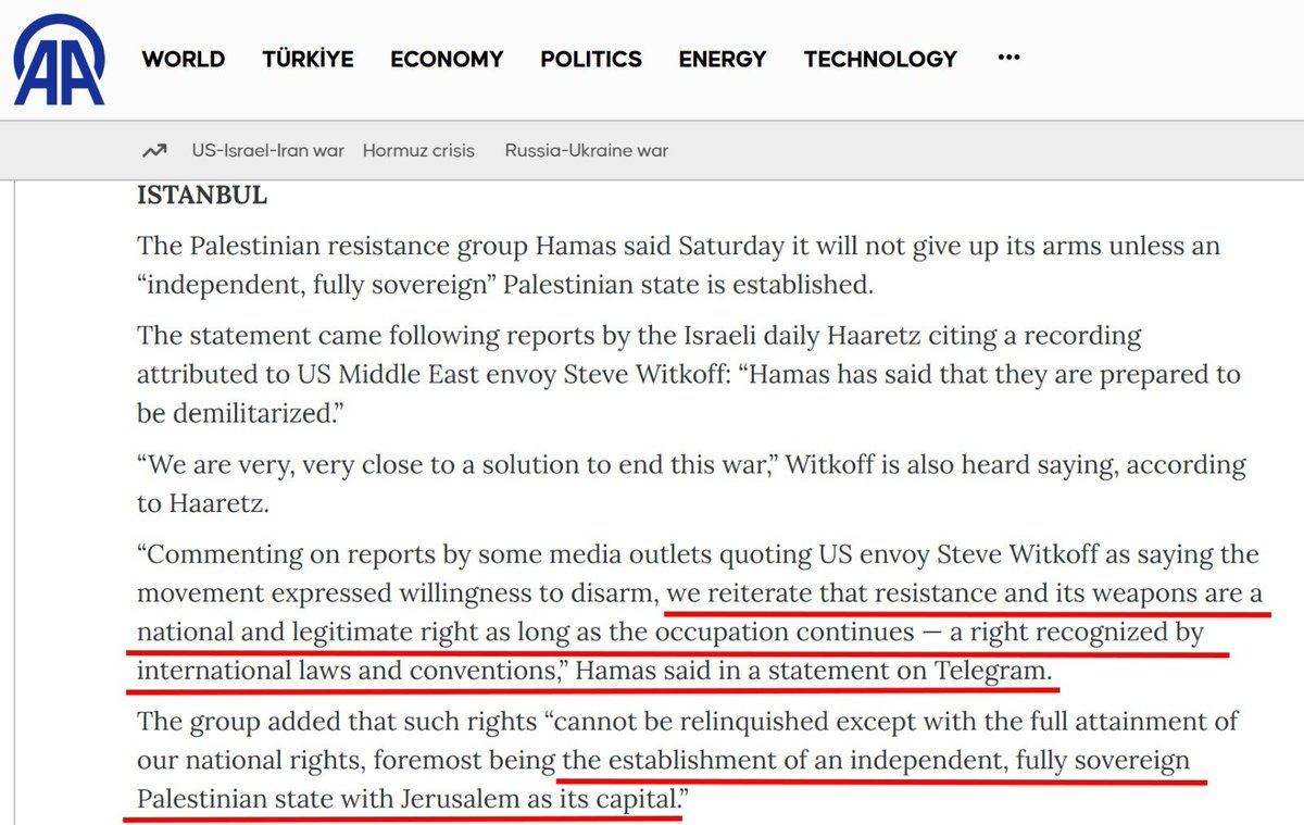 HonestReporting's tweet photo. The @nytimes would like us to believe that the reason Hamas refuses to give up its arms is due to "Israeli ceasefire violations."

Perhaps they need to pay more attention to what Hamas actually says. https://t.co/rIfqlikF9C