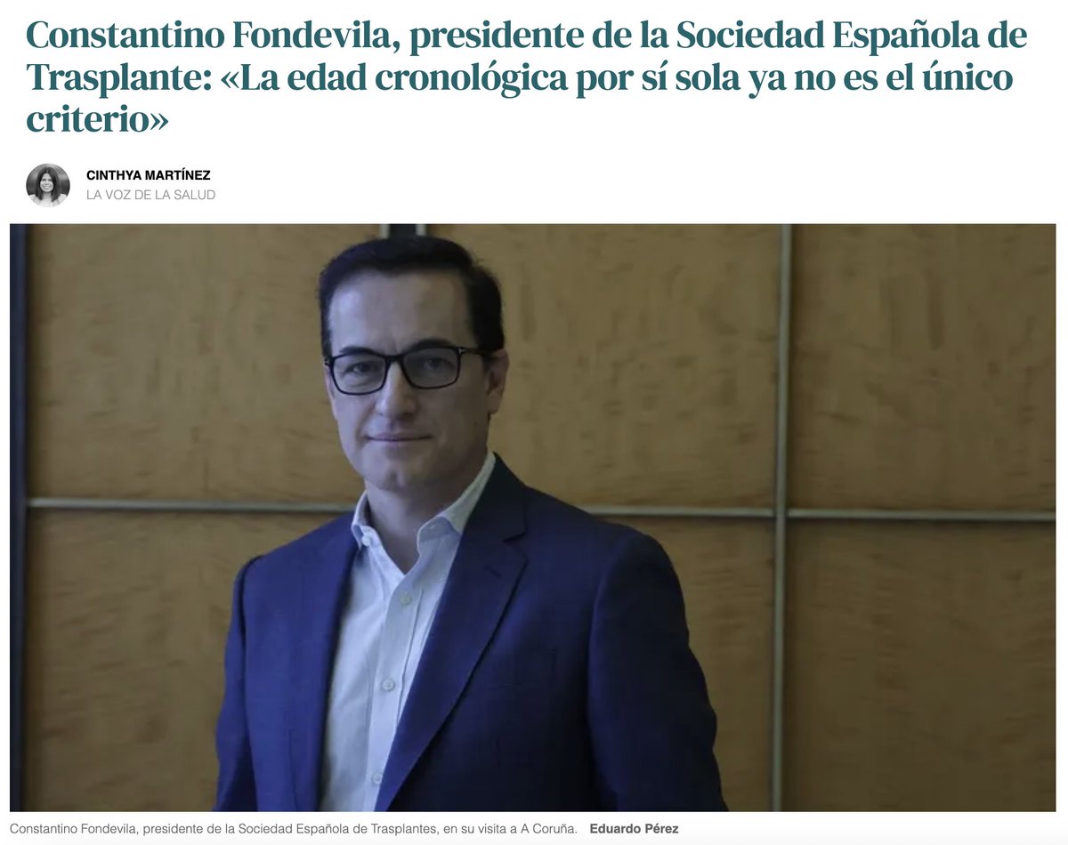 SETrasplante's tweet photo. 🗞️EN PRENSA @lavozdegalicia | "La edad cronológica por sí sola ya no es el único criterio", según Constantino Fondevila @CFondevila, presidente de la SET 🔗https://t.co/Mj4MXbfMx5 https://t.co/e806zSqHbY