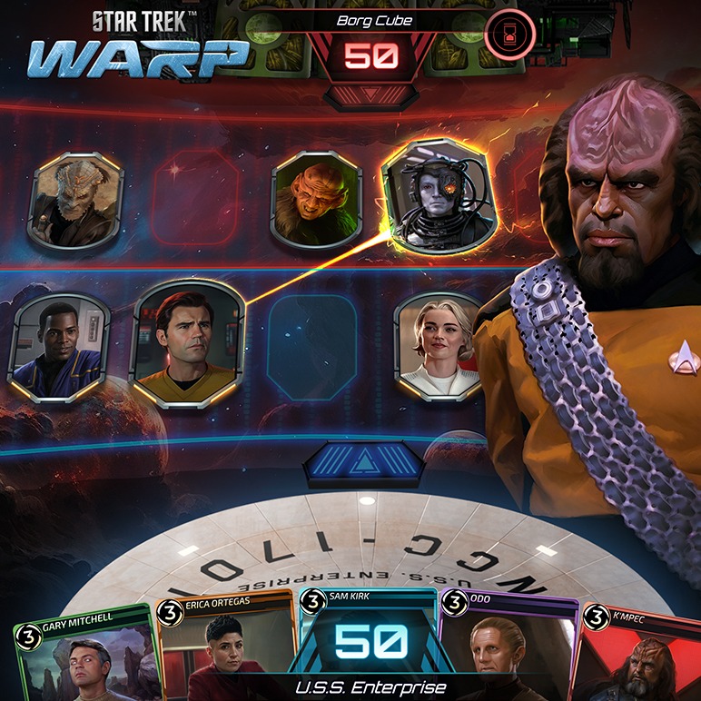 StarTrekWarp's tweet photo. Star Trek: Warp is a card battler that combines deep gameplay, unique mechanics, and the joy of collecting and customizing powerful decks. Wishlist now on Steam!