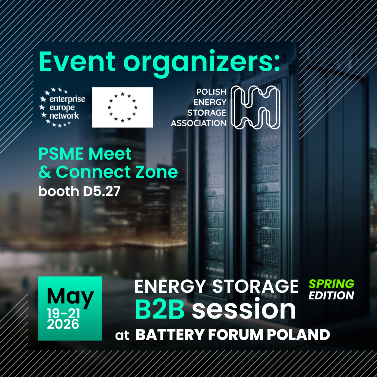 psmeorg's tweet photo. 🔋 Dołącz do ENERGY STORAGE B2B SESSION – Spring Edition podczas #BatteryForumPoland! Organizatorami są #PSME i @EEN_EU Enterprise Europe Network Polska. Tworzymy platformę do networking, partnerstw i wymiany wiedzy w sektorze magazynowania energii.  #EEN https://t.co/OSeYr0Lqzh
