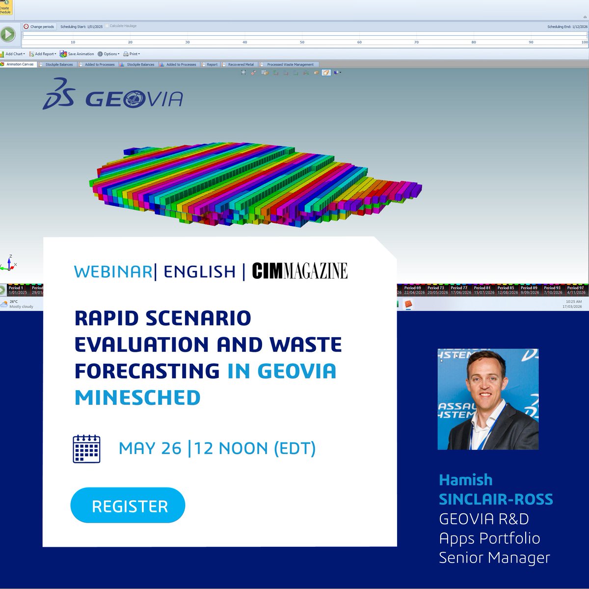 3dsGEOVIA's tweet photo. ✅ When the mine changes, your plan has to keep up. See how modern scheduling tech. handles rapid scenario building, from shift adjustments to life-of-mine, with waste forecasting built in.

💻 Webinar with @CIM_ICM  
🗓️ 26 May | 12 PM EDT 
🔗 https://t.co/WZhtMgeARU

#GEOVIA https://t.co/FBvQ8lwXxf