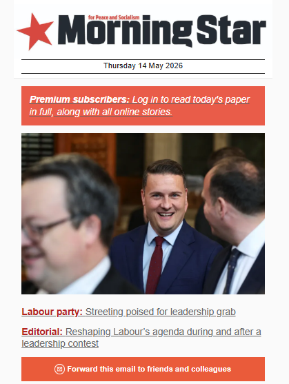 Labour4S's tweet photo. Reject the capitalist variants and receive a daily dose of socialism in your inbox. Sign up to the free Morning Star daily newsletter here: https://t.co/Gh9s9sImft https://t.co/9wrcgOnzWD