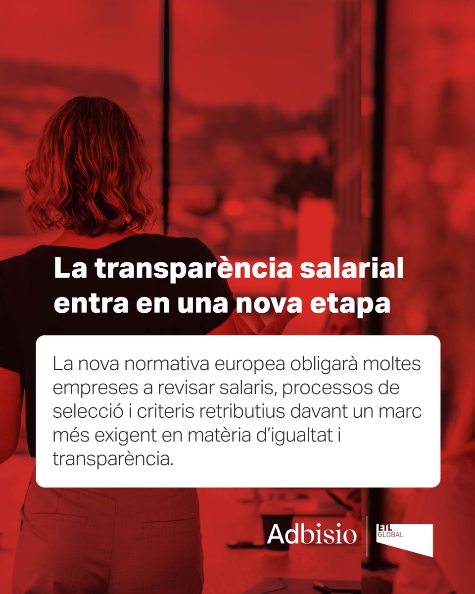 ad_bisio's tweet photo. 📢 La transparència retributiva serà més exigent.

La nova normativa europea obligarà moltes empreses a revisar salaris, processos de selecció i criteris interns per adaptar-se a les noves obligacions.

🔎 Més informació a la nostra web.
https://t.co/73UIZjF6l4 https://t.co/k6Z27OEbsU