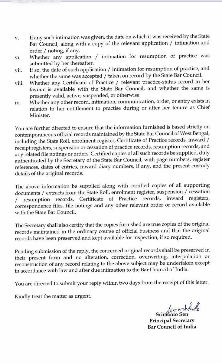 Irudravs's tweet photo. So quick BCI is !

This quickness must be shown in the case of Advocats welfare too ! 

BCI writes a letter to Bar Council of West Bengal asking the enrolment status of former chief Minister Mamta Banerjee after she appeared in advocate Rob before Calcutta High Court ! https://t.co/ASIQg51pcJ