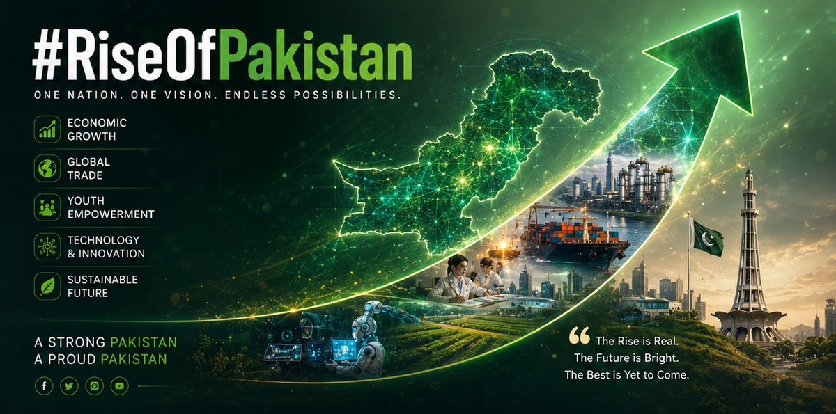 AwazeTAY's tweet photo. یہ وقت ہے اُٹھنے کا، آگے بڑھنے کا اور دنیا کو دکھانے کا کہ پاکستان کیا کر سکتا ہے۔
#RiseOfPakistan https://t.co/P6m4vB0jDw