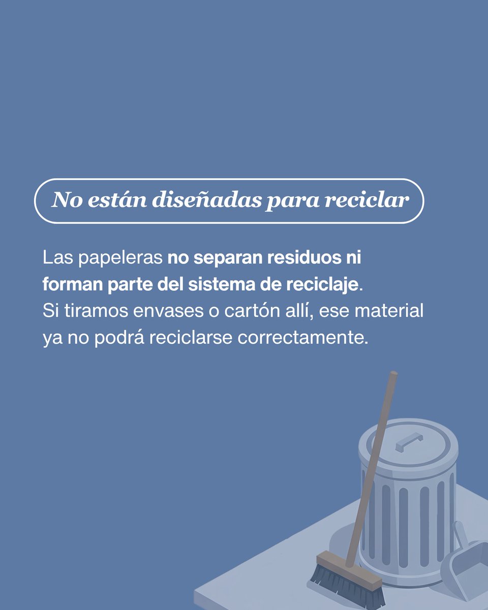 Intercomarcal's tweet photo. Esta semana se celebra el Día Mundial del Reciclaje. ♻️
Y no, tirar todo en la papelera no es reciclar. 

Las papeleras recogen basura cotidiana, mientras que los contenedores están pensados para cada tipo de residuo y su posterior reciclaje.

Si separas bien, ayudas al planeta https://t.co/2rgfAAvrjN