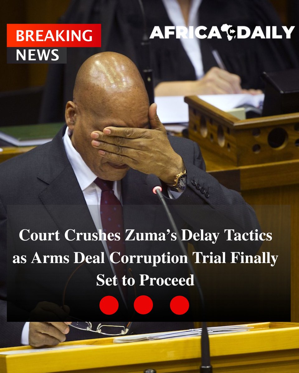 AfricaDailyZA's tweet photo. The High Court has ruled that the Arms Deal case involving former President Jacob Zuma and Thales will proceed after years of delays. A key step in a long-running legal process in South Africa.

Read more at Africa Daily