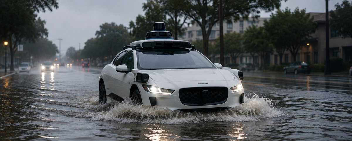 _techfyle_'s tweet photo. The Waymo robotaxi flood recall is the company's third recall in just over two years — and the most visually dramatic.
https://t.co/1QedQdAeYQ https://t.co/2nH2nwSyte