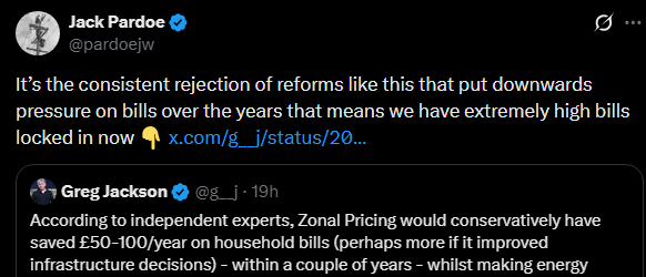 Andy47583901's tweet photo. It’s the consistent rejection of reforms like this that stop Octopus from capitalising on a postcode lottery of massive price differences by zone to sell more of their niche product in the lower price zones

https://t.co/irX6xhGPyQ https://t.co/Sb1HyMz5Kb