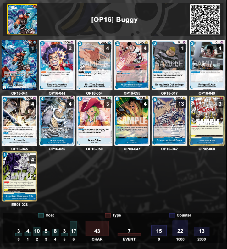AntonisPure's tweet photo. This is my Buggy OP16🔵 list am playing without SR Buggy yet. So far at ~88% WR https://t.co/eiyvSmTLd6