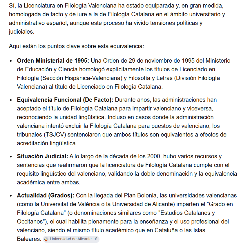 Mario_IK5's tweet photo. @kikescaso @albertdmcat Jo t'ajude a tu, hauries de llegir això. 'Filologia Valenciana' estava TOTALMENT HOMOLOGADA a Filologia Catalana. Els títols eren totalment corresponents, no diferents. Només era un nom. https://t.co/NraIZLfzik