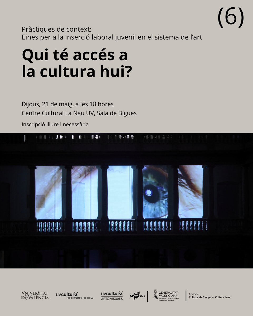 LaNauuv's tweet photo. 6⃣ Inscriu-te per a la sisena sessió del cicle 'Pràctiques de context: eines per a la inserció laboral jove en el sistema de l’art' amb la trobada 𝐐𝐮𝐢 𝐭𝐞́ 𝐚𝐜𝐜𝐞́𝐬 𝐚 𝐥𝐚 𝐜𝐮𝐥𝐭𝐮𝐫𝐚 𝐡𝐮𝐢?

📅 Dijous 21/05, 18h
📍 Sala de Bigues
📝 gratuïta:  https://t.co/KWS2M9OVHV https://t.co/XbMNOGsQ8o