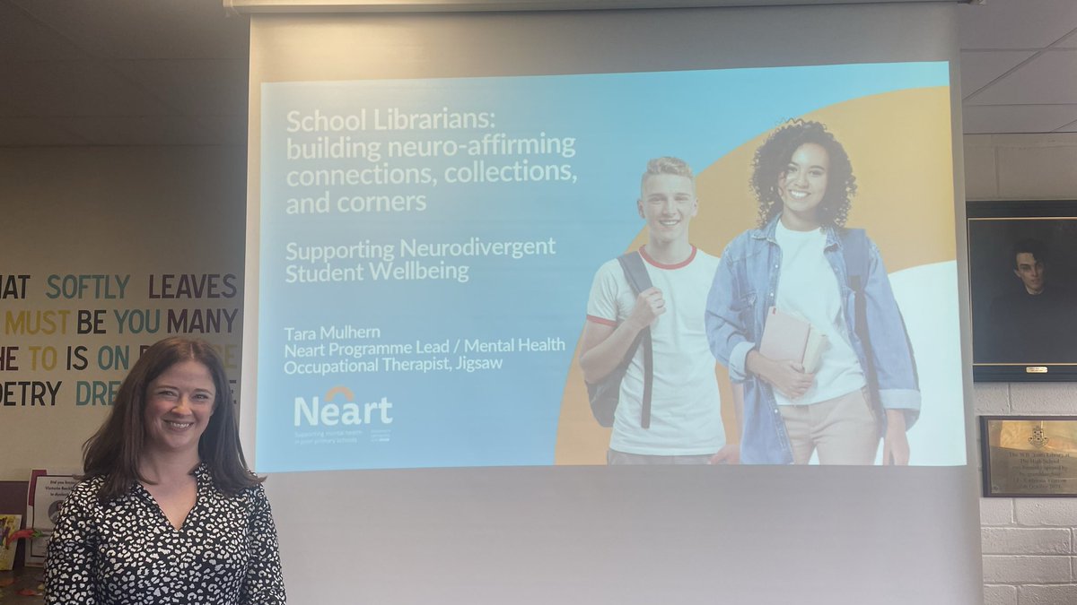 SLG_LAI's tweet photo. Up now is Tara Mulhern representing Jigsaw &amp; Neart, speaking on how school librarians can build connections, collections &amp; corners to support their neurodiverse students. #neurodiversity 
#SLGconf26 https://t.co/50DbxnKkaa