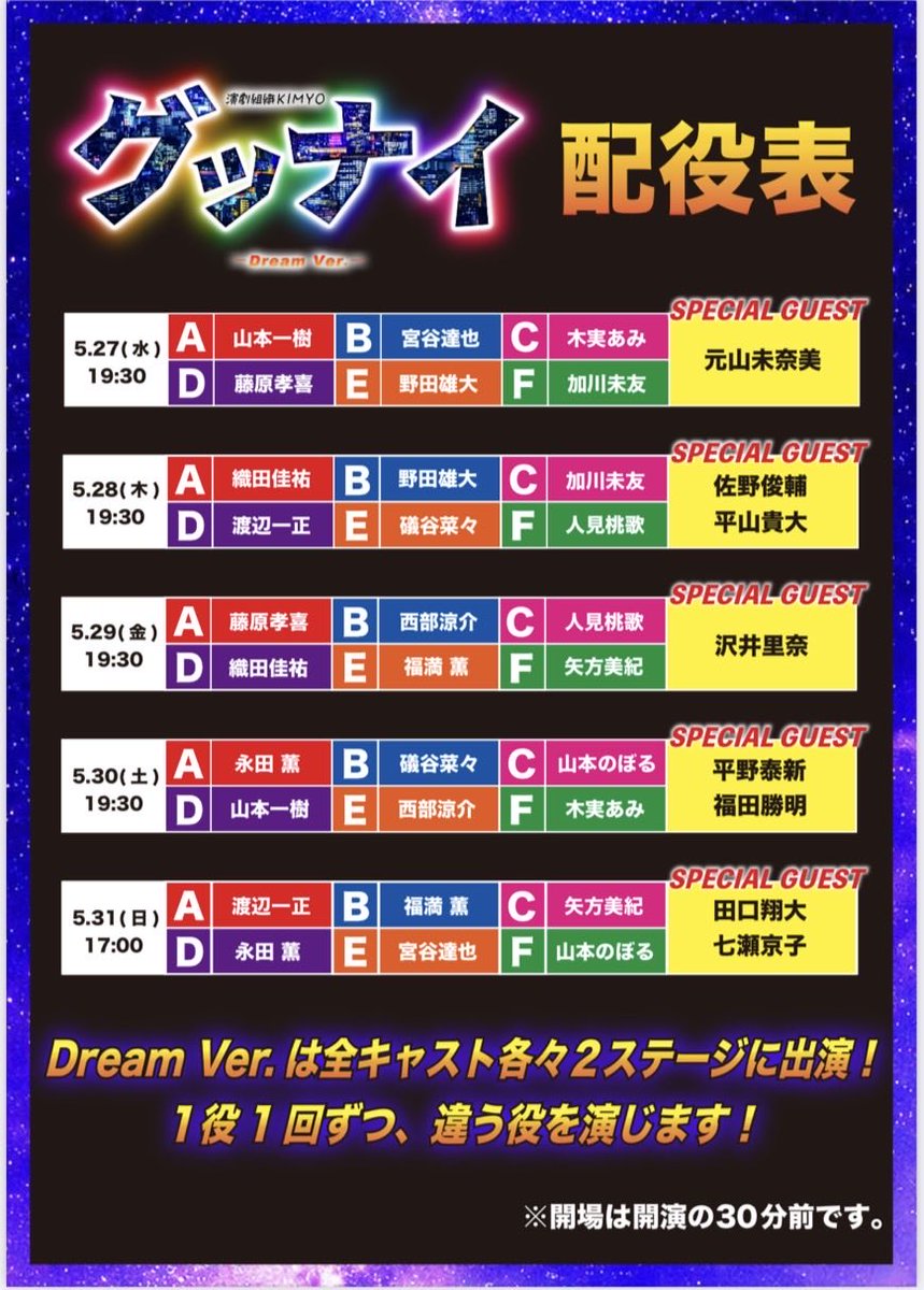 engeki_kimyo's tweet photo. 🌙✨#グッナイ Dream Ver.✨🌙
ついに…！！
Dream Ver. 稽古スタートーーー‼️‼️ 🥳💥🎆🎇

Dreamでは
🌟**新キャラクターが続々登場！！**🌟

しかも…！！
💜💛💙❤️🩵🩷💚
回ごとに配役も！組み合わせもかわるので一夜限りの公演です❣️

🍛🥕🧅🥔🍅🥦🥩🔥

一度でもおいしい
『グッナイ　Dream Ver』✨
『Standard Ver.』を観たお客様はニ度美味しい😋

ぜひ劇場でお待ちしております‼️🎆🍛✨

#演劇組織KIMYO https://t.co/6vgUkDG1Vb