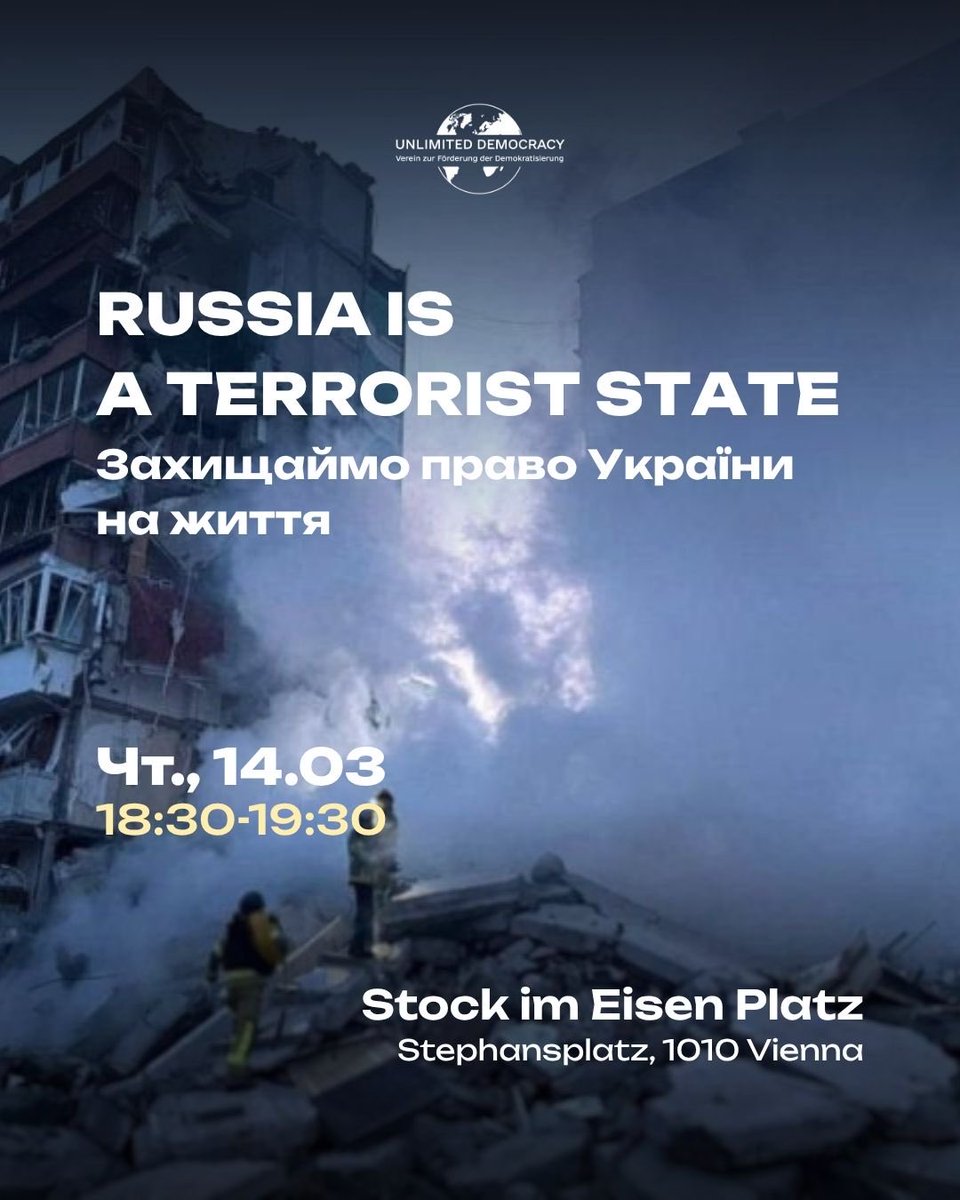 PattermannAnna's tweet photo. We cannot stay silent when massive attacks on Ukraine take lives of civilians. 
The world must not turn away and get used to this.

📅 14.05.2026 | 14:00
📍 Stock im Eisen Platz (near Stephansplatz)

We need your presence. If you can't be there — share this post. https://t.co/3Jj5O2j8Yp