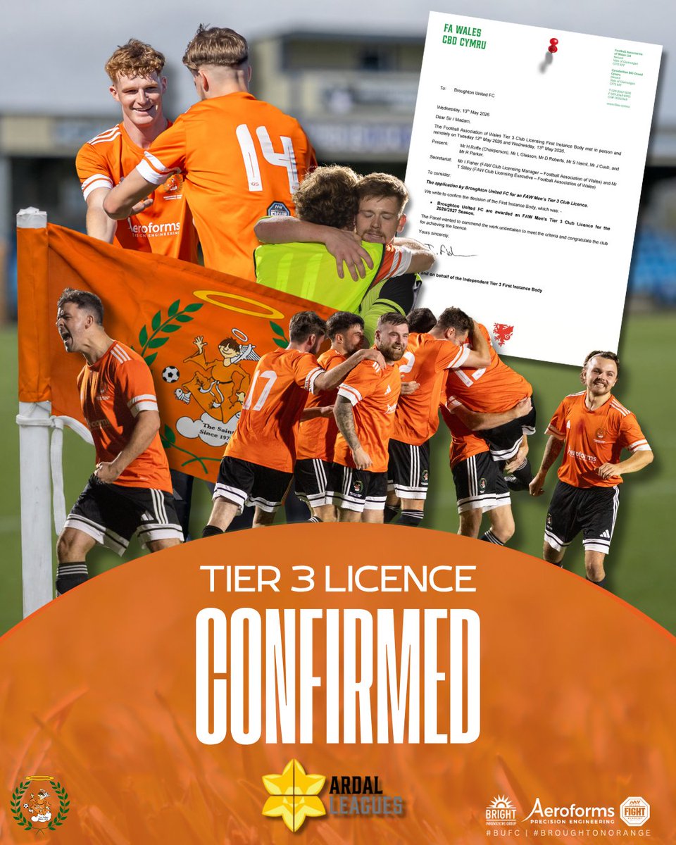 BroughtonUtd's tweet photo. ⬆️ | Tier 3 Licence Confirmed✅️

We are delighted to announce that we have been granted a Tier 3 Licence for next season🧡

Brilliant work and incredibly grateful to those who have made this happen👏

Tier 3, we'll see you next season👀

#BUFC⚽️ | #BroughtonOrange🟠 https://t.co/vEjbj38oC6