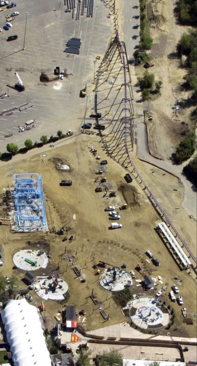 themeparkcreat2's tweet photo. After my construction tour, I just kept repeating how the scale of Project Purple does not come through well in photos. That is a whole ass roller coaster to the left, completely dwarfed by one inverted stall https://t.co/Fn1FxDcRno