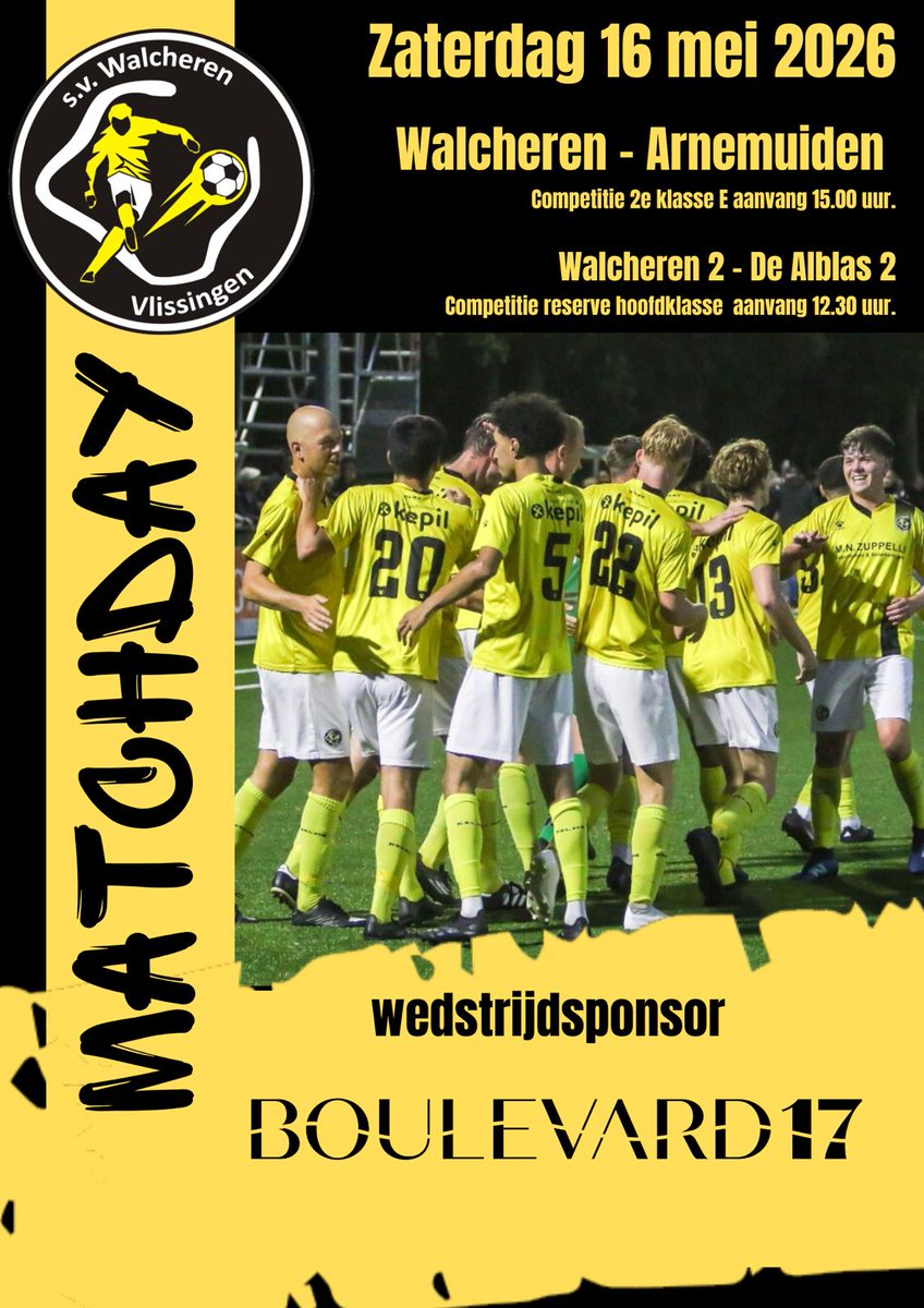 svwalcheren's tweet photo. Zaterdag 16 mei sportpark Bonedijke Vlissingen aanvang 15:00 uur https://t.co/qkGSNkMmNZ