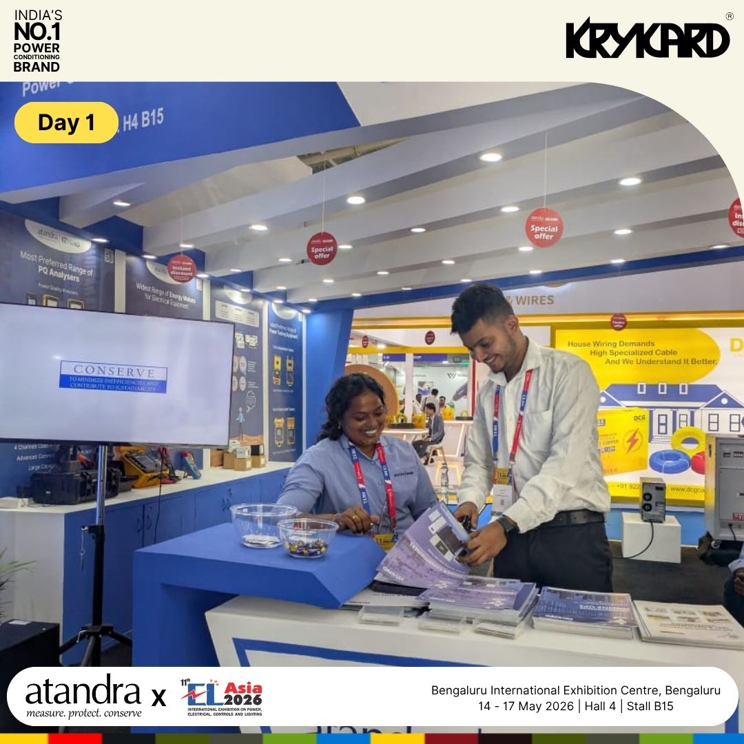 AtandraEnergy's tweet photo. Day 1 at ELAsia 2026 has been nothing short of energising. 
📍 Bengaluru International Exhibition Centre, Bengaluru
📅 14 – 17 May 2026
🏢 Hall 4 | Stall B15
Come meet our team, explore live demos, and discuss how intelligent power management can transform operational efficiency. https://t.co/yK0J7R53Bl
