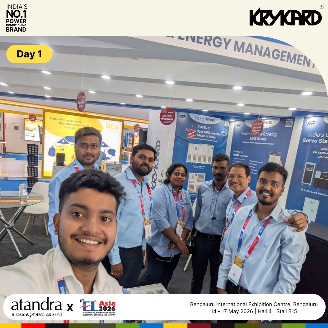 AtandraEnergy's tweet photo. Day 1 at ELAsia 2026 has been nothing short of energising. 
📍 Bengaluru International Exhibition Centre, Bengaluru
📅 14 – 17 May 2026
🏢 Hall 4 | Stall B15
Come meet our team, explore live demos, and discuss how intelligent power management can transform operational efficiency. https://t.co/yK0J7R53Bl