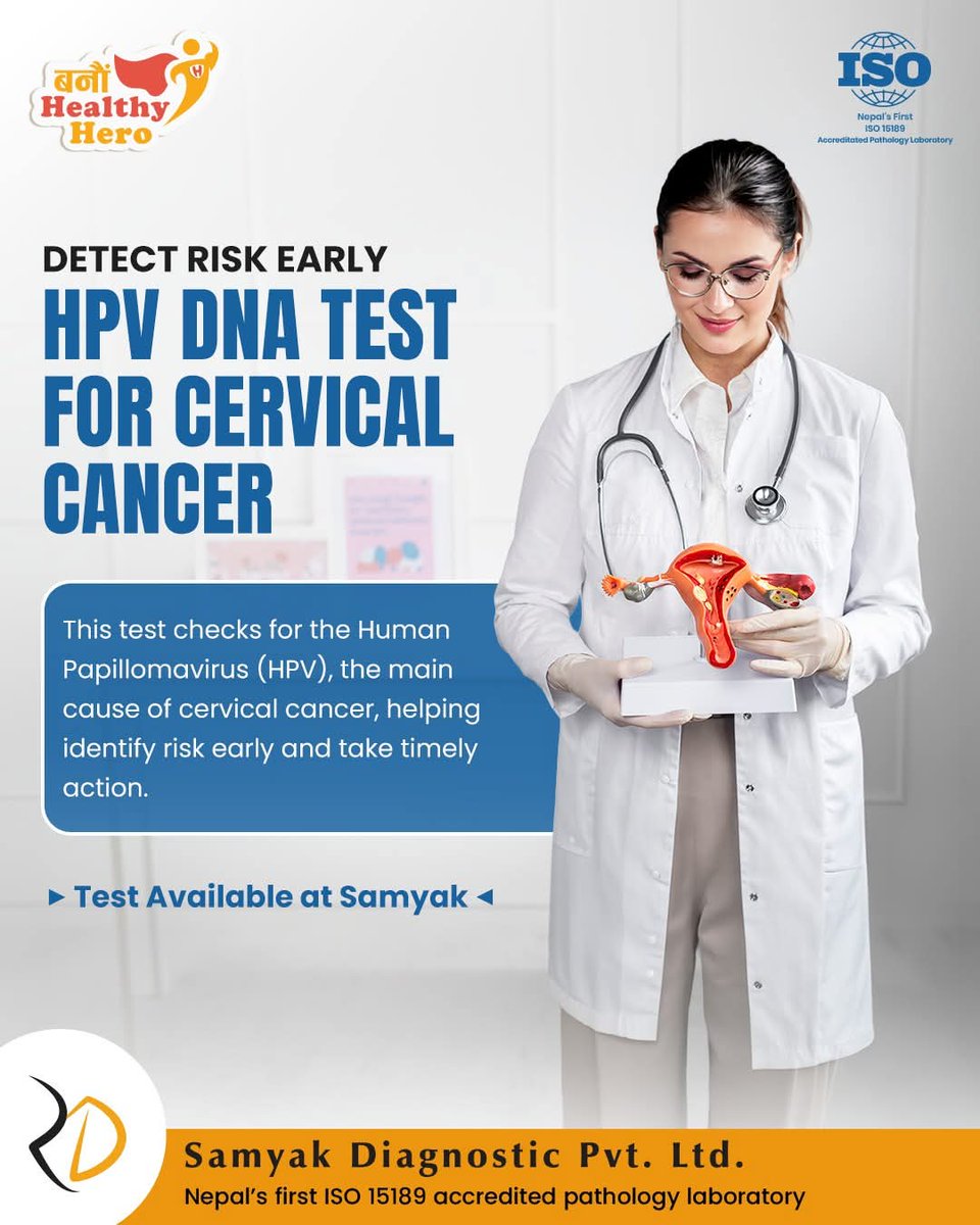 samyak_lab's tweet photo. Early detection is a powerful step toward prevention.
An HPV DNA Test helps identify high-risk HPV infections linked to cervical cancer, supporting timely care and informed decisions.

#SamyakDiagnostic #BanauHealthyHero https://t.co/VMEWvGevlb
