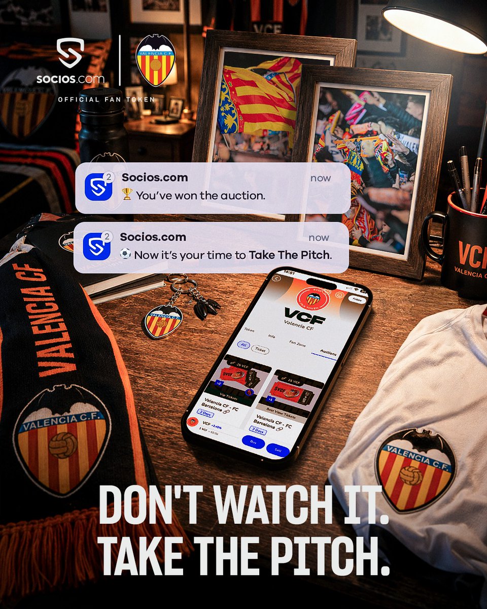 socios's tweet photo. This time, Mestalla isn’t waiting for you in the stands. 🦇🟠

Take The Pitch with $VCF Fan Tokens™.

The kind of access @valenciacf fans dream about.