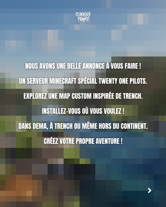 clikkiesfrance's tweet photo. On bosse sur un projet depuis quelques temps.. 👀

Un serveur Minecraft spécial Twenty One Pilots ouvre aujourd'hui à 21h!

Installez-vous à Dema, dans Trench ou ailleurs et profitez de l'aventure avec la communauté 🩵

Tout se passe sur le discord https://t.co/t803mbsovV ! [1/2] https://t.co/ceznu9emgu