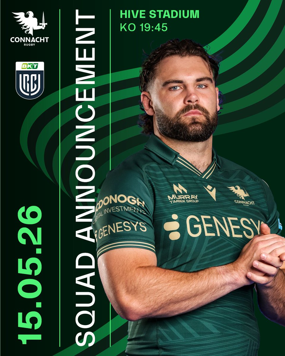 connachtrugby's tweet photo. The final push for the playoffs 👊

Our squad to face Edinburgh in the Hive tomorrow 🟢🦅

Read more 🔗 https://t.co/mFl052KNX6

#OneConnacht https://t.co/AbxZoNCECM