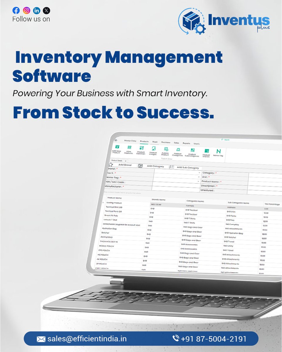 Inventusplus's tweet photo. Smart inventory = Smart business 📦🚀
Track stock, reduce errors &amp; grow faster with Inventus Plus.
From Stock to Success.
#InventusPlus #InventoryManagement #BusinessGrowth #Automation #SmartBusiness https://t.co/VLQy4XT0vV