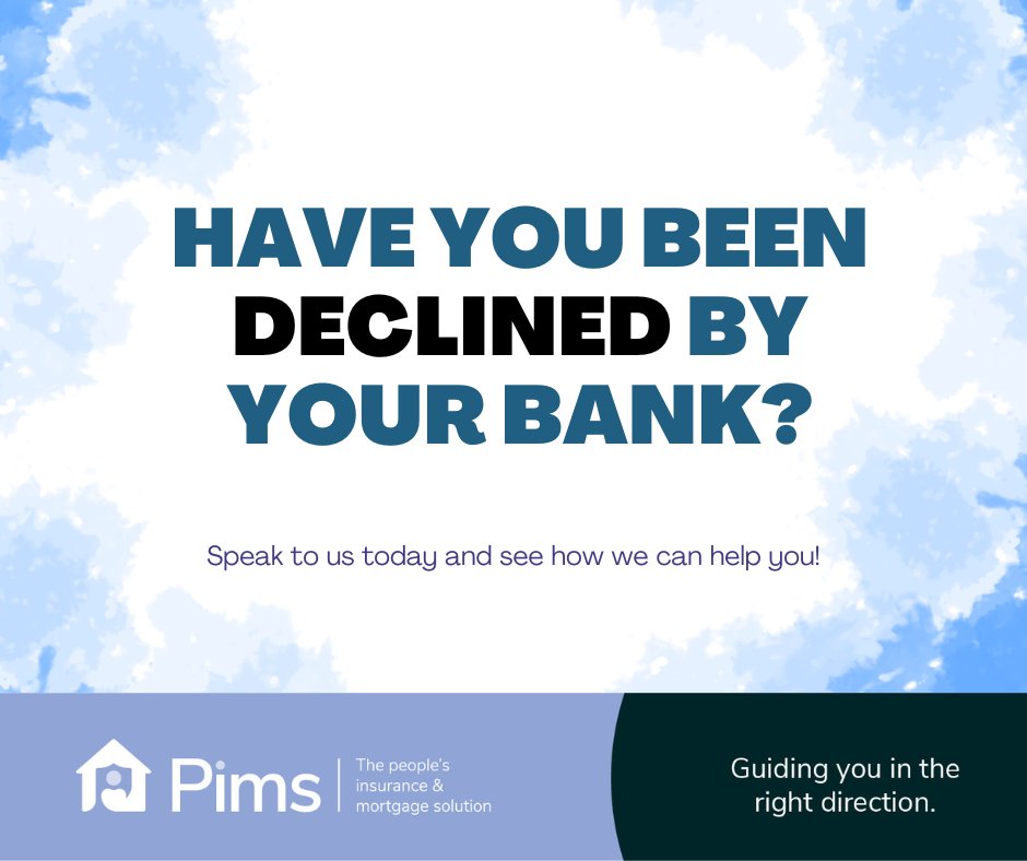 Pimsleedsltd's tweet photo. Have you been turned down for a mortgage by your bank recently?

Here at Pims, we treat everyone fairly, and we want to help you. If you'd like to discuss your circumstances and see what is available, please get in touch.

📧 Enquiries@pimsltd.uk
📞 0113 3206222 https://t.co/jDAIyW7sKv