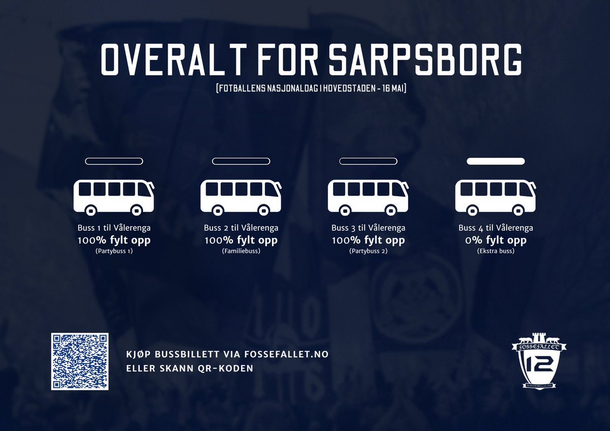 fossefallet08's tweet photo. 🔥 Det går som det suser. Alle 3 bussene er nå utsolgt, så vi har valgt å sette opp enda en buss for å få med flest mulig på bortekamp. Kommer du?

Husk å logge inn med Billetto kontoen din for å få medlemspris.

Billettlink i kommentarfeltet. https://t.co/nD7hayC2Pi