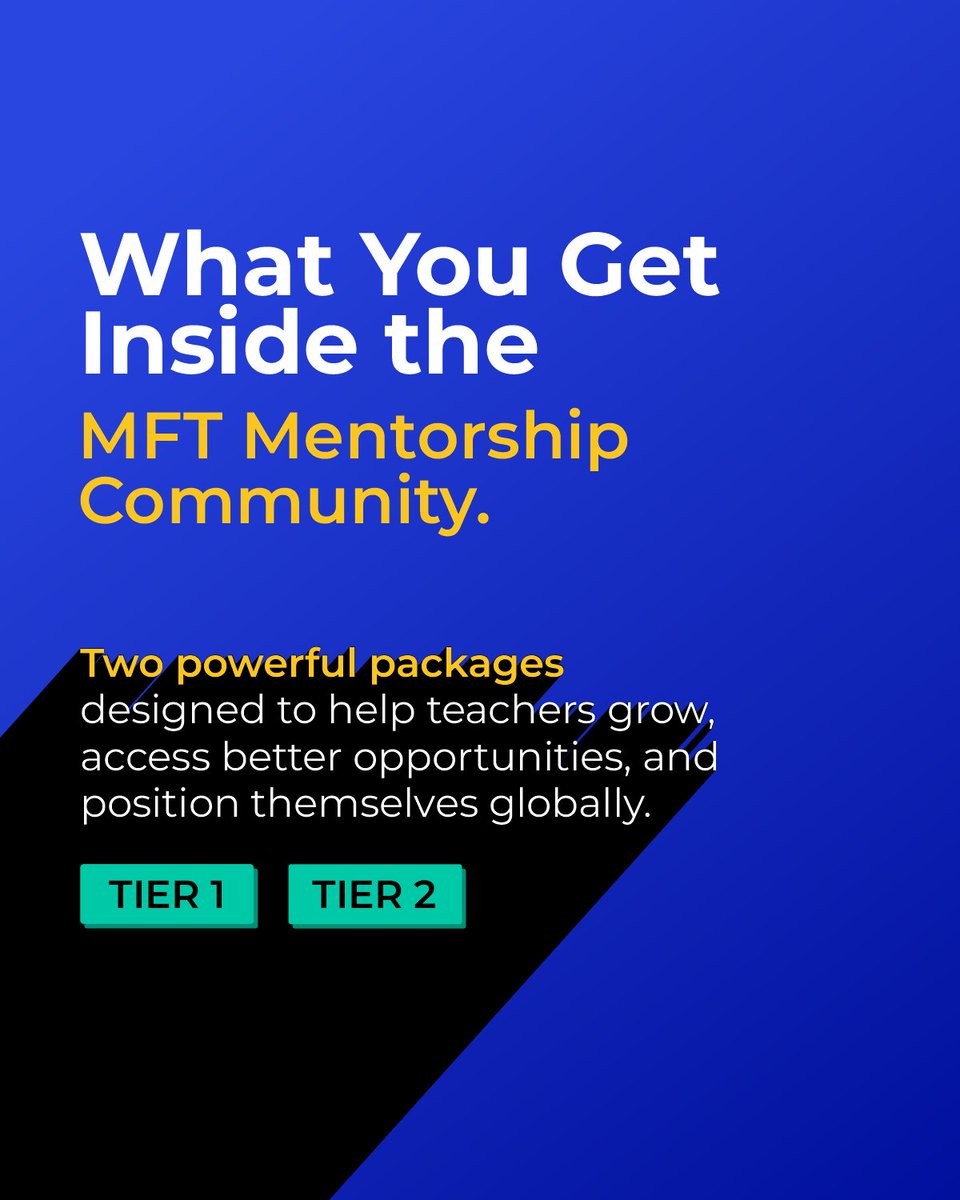 Teazy_Tech's tweet photo. Here’s a detailed breakdown of what’s waiting for you inside the More For Teachers Community ✨ 

Both packages are designed to help you grow personally and professionally as a teacher. 

Limited slots are available for the first cohort. Send us a DM to secure your spot now https://t.co/kvTMMlKTAX