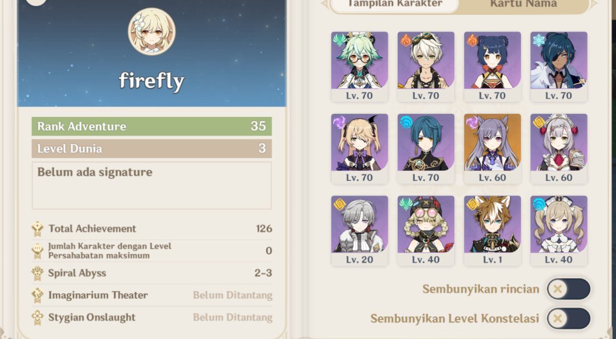 pdeople's tweet photo. @pasargenshin haloo kak, aku ada nih starter to mod AR 35 f2p all unset, rate on skrng pity 69, inazuma arc, b5nya keqing, primonya 4037, siapaa tau minat kak ini akun pribadikuu

price 40k

boleh tanya2 dulu yaa kak di dm 😉 https://t.co/GEdfbLz0gV
