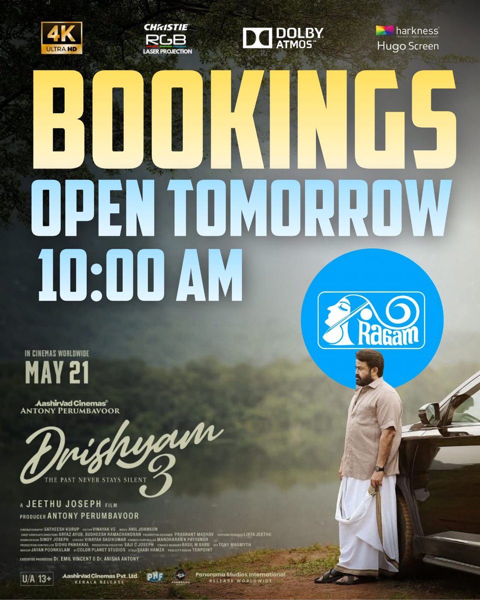 am_Chekuthan_'s tweet photo. Thrissur's prestigious #Ragam #Drishyam3 advance opening tomorrow 10 am 🔥🔥🔥 

#Mohanlal https://t.co/XyksMmPURa