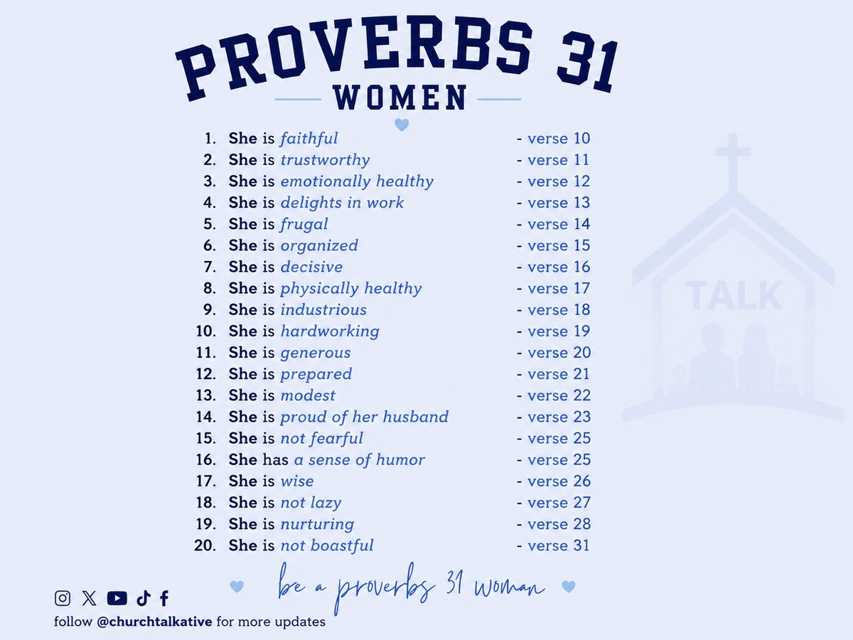 churchtalkative's tweet photo. Who is a Proverbs 31 woman? https://t.co/UWvPgcMbgU