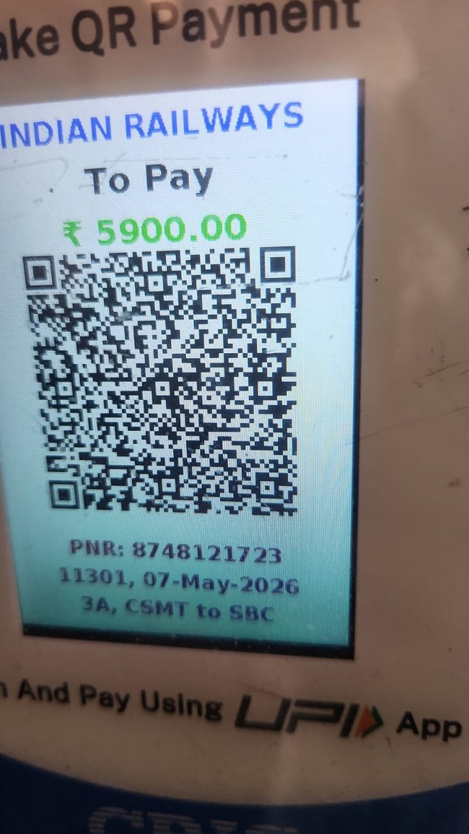 zackkhan810's tweet photo. @IRCTCofficial @RailMinIndia

₹5900 deducted on 06 May 2026 at Mahim Junction, Mumbai during ticket booking/payment but transaction got timed out and ticket was not generated.

Had to pay again and book another ticket separately.

Refund still pending

 UPI Ref: 122683198411 https://t.co/2X14D6loVM