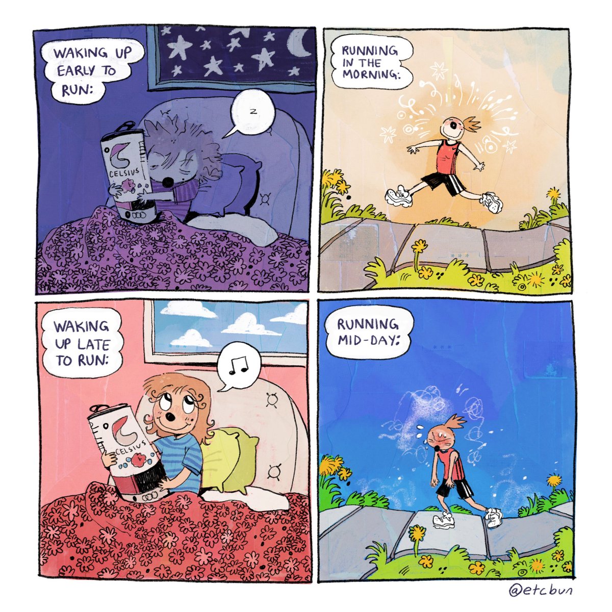 etc_bun's tweet photo. Comic about running in the summer 🐎 https://t.co/e8Qbu7zrs7