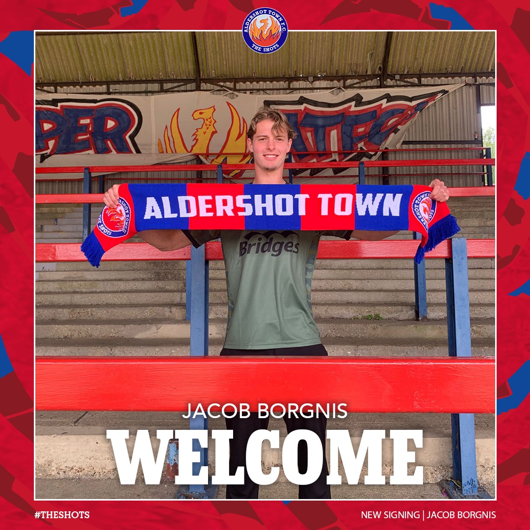 OfficialShots's tweet photo. 📣Aldershot Town are pleased to announce the signing of Jacob Borgnis🔴🔵

Hailing from New Zealand, Jacob enjoyed a very successful loan period at Slough last season, and you can hear all about his career by heading to our website!