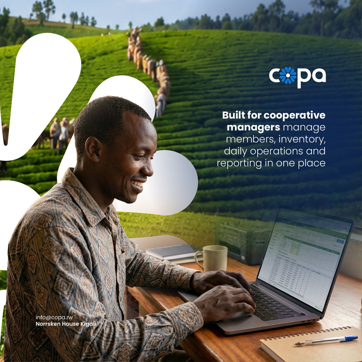 copa_rw's tweet photo. For years, cooperatives have powered communities and created opportunities. Today, this framework continues to support farmer growth and strengthen local economies.

Nonetheless, many still rely on manual systems, fragmented records, and processes that slow growth and limit transparency.

COPA was built to change that.

We are building financial infrastructure for cooperatives and member-driven organizations, helping them digitize operations, manage contributions and payouts, improve compliance, and give every member access to trusted financial information.

Already live across 5+ districts in Rwanda, COPA is helping build a more connected, transparent, efficient, and inclusive cooperative ecosystem.

This is more than software.
 Its infrastructure is built to strengthen trust and support cooperative growth.

Welcome to COPA.

If your cooperative or member-driven organization is ready to move toward smarter, more transparent operations, COPA is built for you.

Learn more about how COPA can support your organization at https://t.co/b9ViW4zZts or reach out to our team at +250 781 502 961.

#COPA #Cooperatives #DigitalTransformation #FinancialInclusion #Fintech #Rwanda
