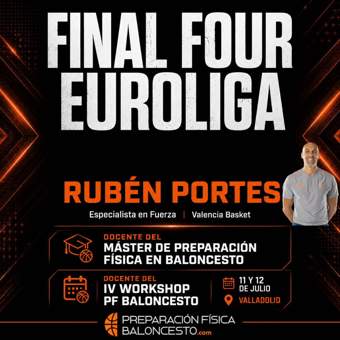 AssesSport's tweet photo. Hoy estamos de Enhorabuena 🍾🎊
Rubén Portes docente del Máster de Preparación Física en 🏀 y ponente del IV Workshop (11 y 12 de Julio en Valladolid)
Acaba de clasificarse para la Final 4 de la Euroliga con el Valencia Basket.

Enhorabuena 🙌🏼🙏🏽 https://t.co/R1HpP1ZTIt