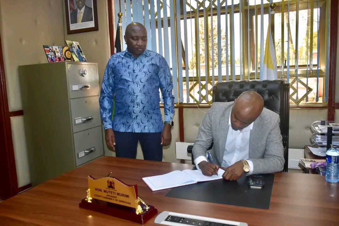 Mucombamacharia's tweet photo. The Commission on Administrative Justice (Office of the @KenyasOmbudsman), led by Commissioner @RealJaguarKenya, paid a courtesy call on Hon. @MutetiMurimi, Speaker of the Kirinyaga County Assembly (@Kirinyagabunge) , as part of the Commission's engagement in Kirinyaga County under the Financing Locally-Led Climate Action (FLLoCA) Programme.

The discussions centred on grievance handling mechanisms under the FLLoCA Programme and the implementation of the Access to Information Act, 2016. Commissioner Kanyi underscored the Commission's ongoing mandate to strengthen compliance across public institutions and to support counties in ensuring proactive disclosure of information to citizens.

Speaker Murimi and the Commission also explored broader coordination between county assembly systems and oversight institutions on matters of administrative justice, reaffirming a shared commitment to improved openness in public service delivery and meaningful access to information at the grassroots level.

The engagement reflects the growing importance of aligning county governance structures with national accountability frameworks, and the role that institutions such as the Office of the Ombudsman play in anchoring transparency and citizen rights within devolved systems.