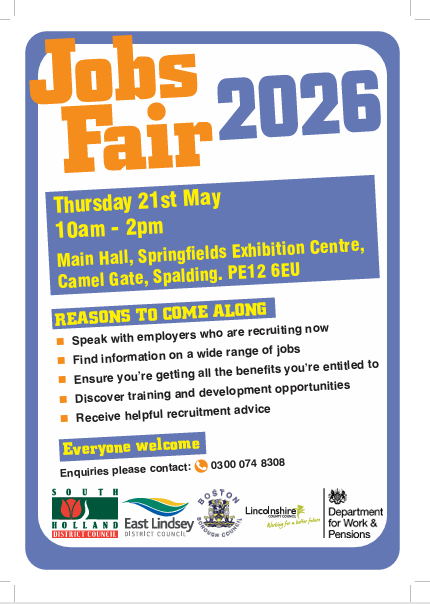 2aspirelearning's tweet photo. Looking for a new job, career change or fresh start?

Visit the Jobs Fair on 21st May in Spalding.

Meet recruiting employers, explore training opportunities and get careers advice. We'll also be there to chat about adult learning and skills support! https://t.co/JSlfpq5P4s