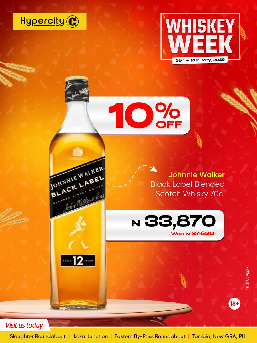 HypercityNg's tweet photo. ๐ฅ WHISKEY WEEK is LIVE at HyperCITY!
Enjoy amazing deals on:
โจ Jameson
โจ Johnnie Walker
โจ Macallan
โจ Glenlivet
โจ William Lawsonโs
Premium whisky. Incredible savings. Limited time only ๐ฅ
Visit your nearest HyperCITY store today before the deals disappear ๐
#HyperCITY https://t.co/FMwlrPH8sD