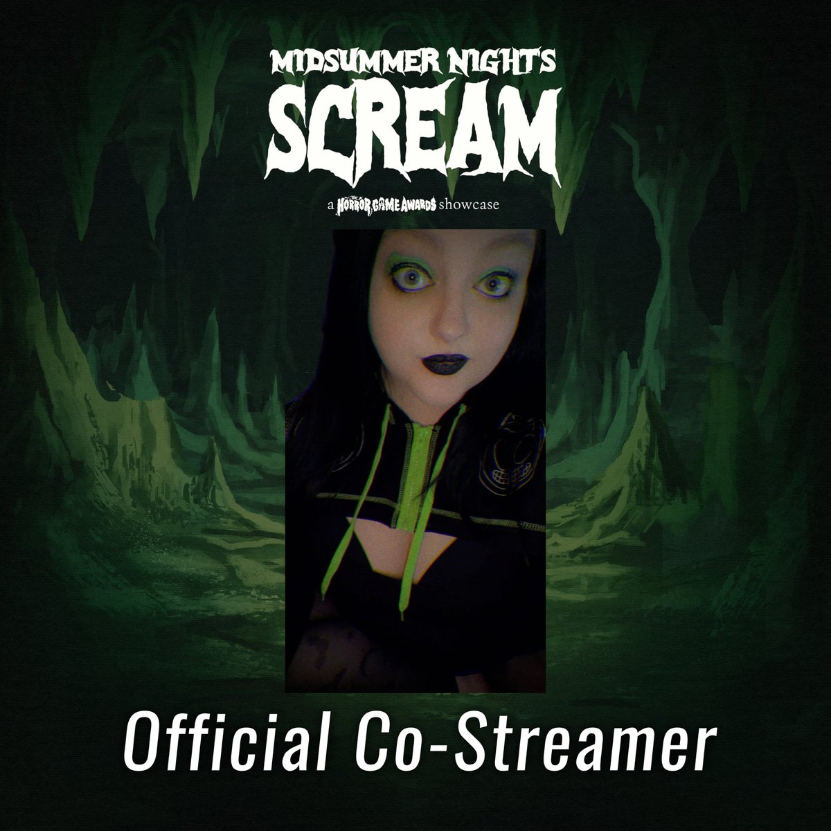 AriBearstein's tweet photo. I am super excited to announce that I'm an official @HorrorGameAward Co-Streamer! 💚

The first event coming up is the Midsummer Nights Scream Showcase on June 1st at  2pm EDT! 🦇

Wanting to also co-stream? Apply here: https://t.co/zmctWpGmjN

 #HorrorGameAwards #MidsummerNightsScream