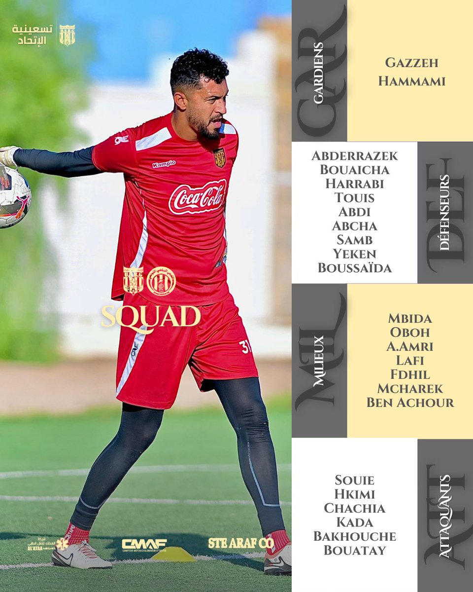 USBenGuerdane's tweet photo. 𝐒𝐐𝐔𝐀𝐃 📋 
 
Les 2️⃣4️⃣ Cavaliers choisis par coach Fdhil. ⚔️

✅ Plusieurs retours avec notamment Ayoub Mcharek, Borhen Hkimi et Mustapha Samb.

❌ Wael Salhi (suspendu) et Idriss Mhirsi, légèrement touché, ne seront pas de la partie. 

#Cavaliers🐎 #USBGEST #LP1 https://t.co/wpDglVyqlm