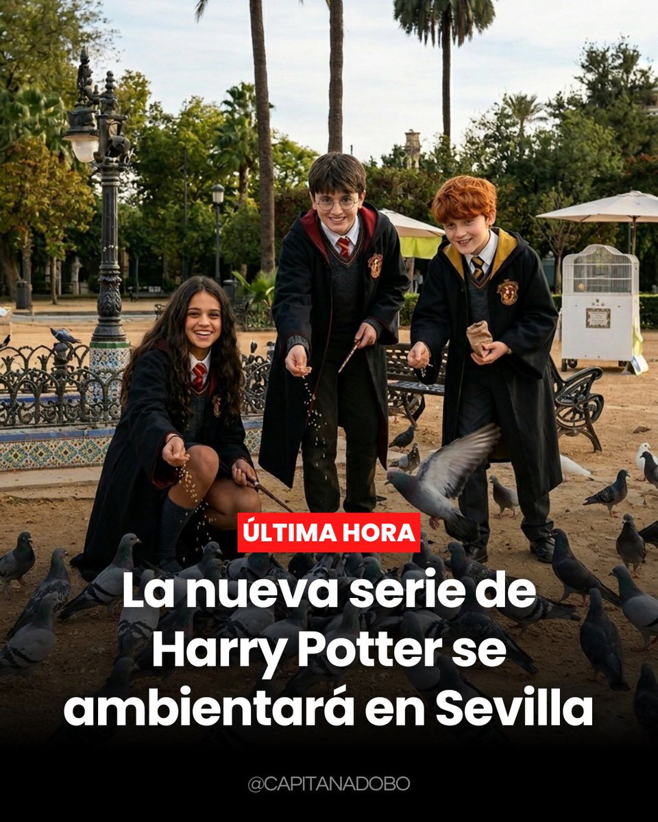 CapitanAdobo's tweet photo. Se ha confirmado que la nueva adaptación de la saga de Harry Potter se ambientará íntegramente en Sevilla. Esta versión del universo de J.K. Rowling (como para decir el nombre borracho) cambiará muchos elementos claves:

Más info👇👇 https://t.co/VmrMYYnuAO